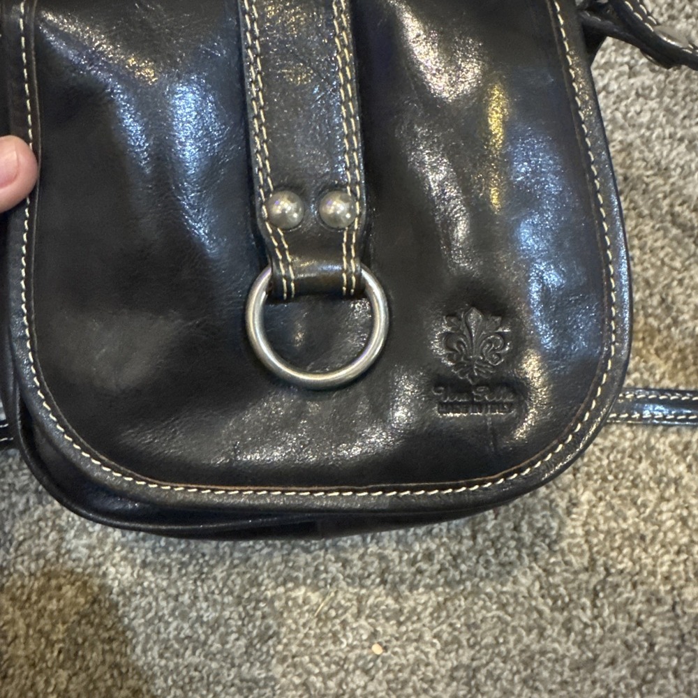 Vera‎ Pelle Italian Leather Black  Crossbody Bag - Picture 2 of 11